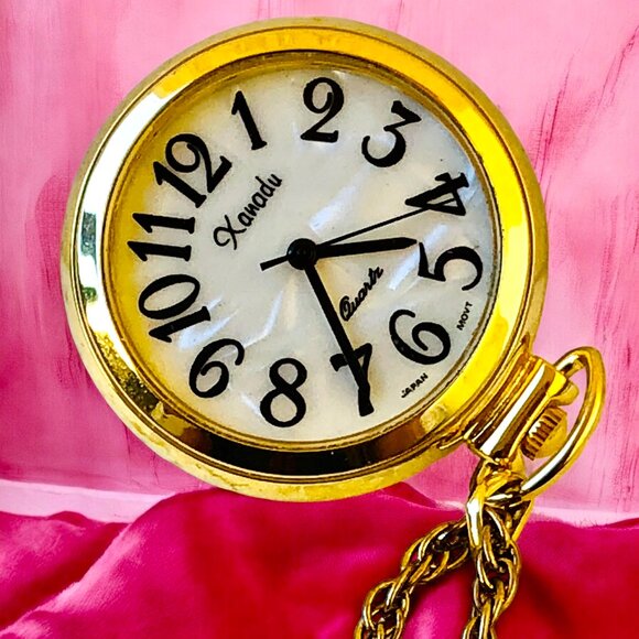 Xanadu Vintage Goldtone Watch Pendant Necklace Quartz Japan Untested - Picture 8 of 12